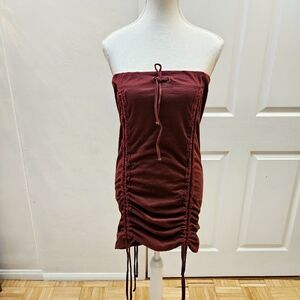NEW Convertible MISS BE by Emmanuelle Blanc Festival Ruched Dark Red Skirt Dress